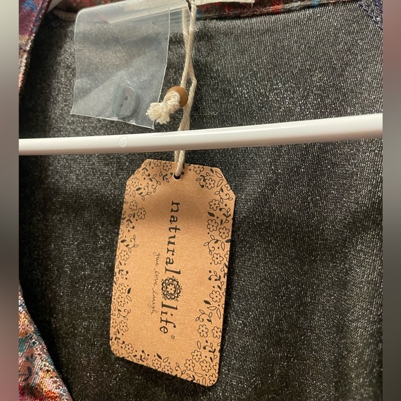 Natural Life NWT Tunic Longsleeve Velvet Button Up XXL Patchwork Floral Boho - Picture 5 of 10